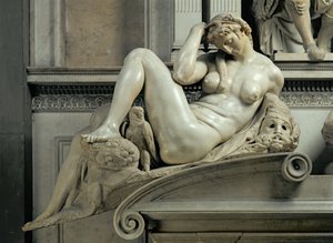 Tumba de Giuliano de Medici, detalle de la Noche
